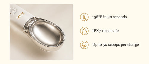 Fondu heated scoop head and feature details