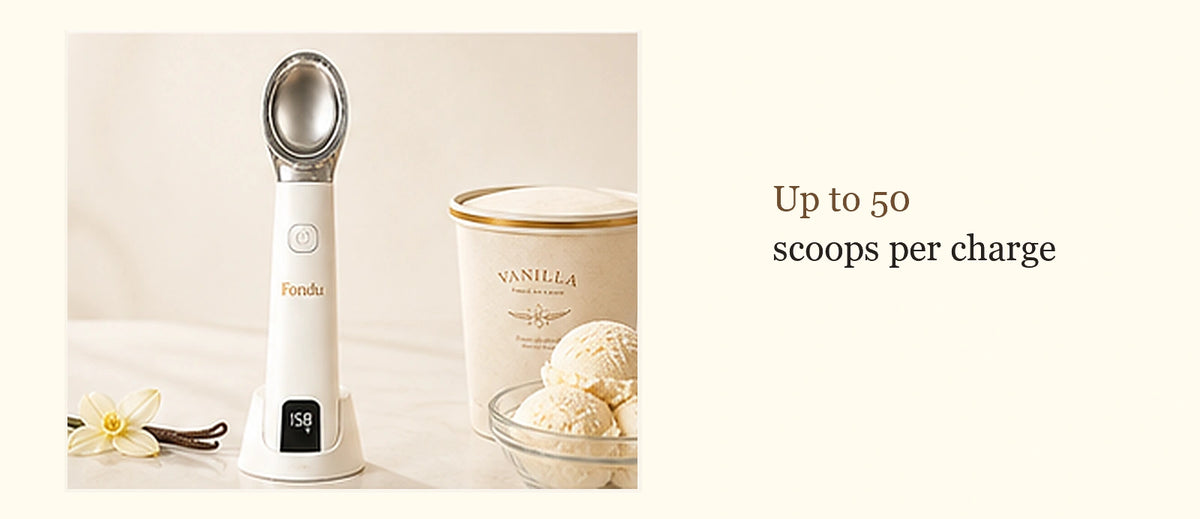 Fondu heated scoop standing with charging base
